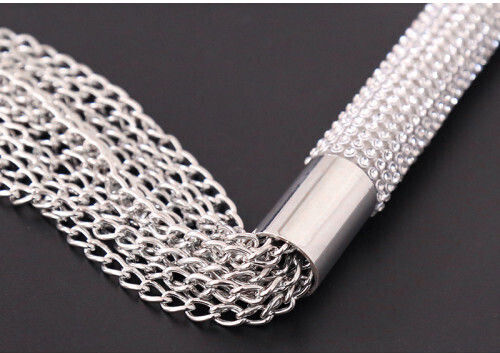 Naughty Toys Peitsche Fetisch Metallic Peitsche mit Ketten & Diamanten 44cm