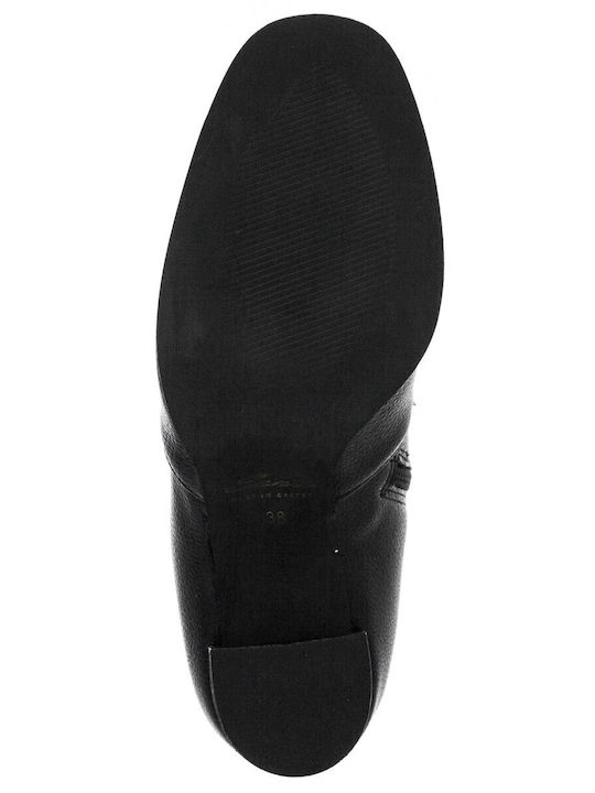 Leather Women's Ankle Boots with High Heel Black