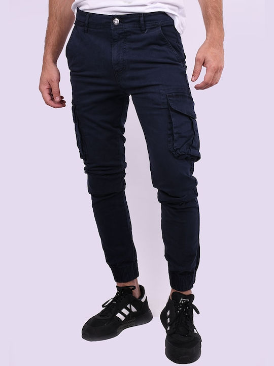 Fabric cargo trousers blue Blue