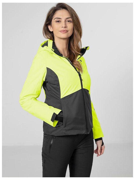 4F Women's Ski & Snowboard Jacket Yellow H4Z22-KUDN010-72N