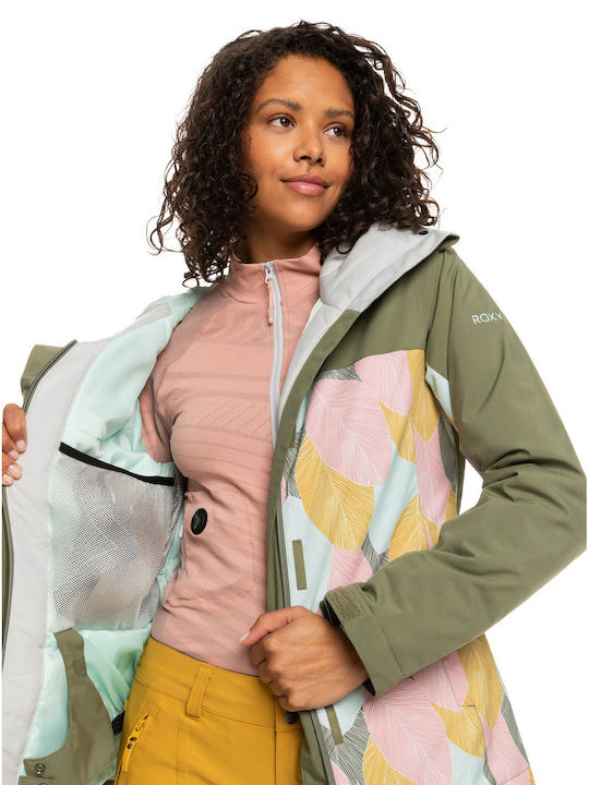 Roxy Galaxy Print Block Insulated ERJTJ03402-TPC1 Feminin Jachetă pentru Schi & Snowboard Verde