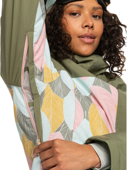 Roxy Galaxy Print Block Insulated ERJTJ03402-TPC1 Feminin Jachetă pentru Schi & Snowboard Verde