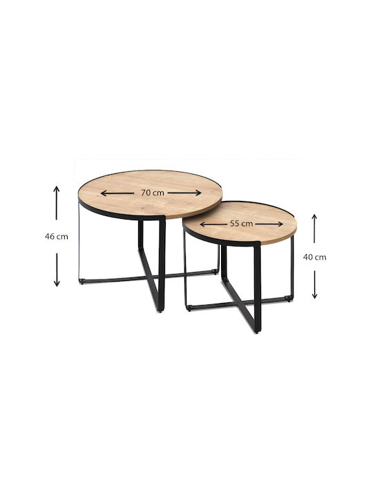 Round Zigon Set Davis Wooden Beige 2 Pieces M70xL69xH46cm