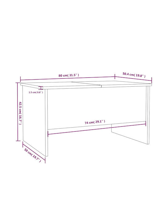 Rectangular Central Wooden Coffee Table with Lifting Mechanism Beige W80xD50xH42.5cm