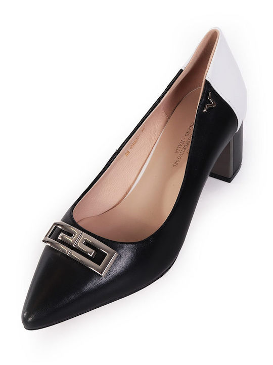 V19.69 SHOES PUMPS METALLIC DETAILS ON THE HEEL TWO TONE BLACK/WHITE