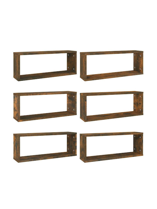 Shelves Wall Smoky Oak 6pcs 60x15x23cm