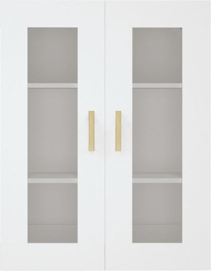 Wall Living Room Display Cabinet made of Particleboard with Glass Sonoma 69.5x34x90cm