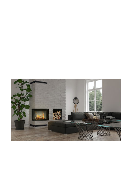 Kratki Lucy 14 Slim L BS Black Ενεργειακό Τζάκι Ξύλου 10kW Αριστερή Γωνία με Ανοιγόμενη Πόρτα