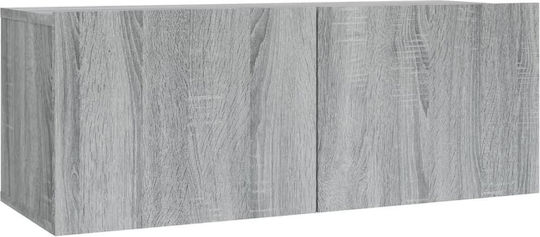 Wall-Mounted Living Room Cabinet Made of Particle Board with Lighting Grey 80x30x30cm
