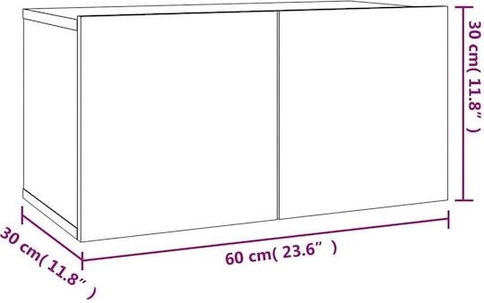 Wall-Mounted Living Room Cabinet Made of Particle Board with Lighting Grey 80x30x30cm