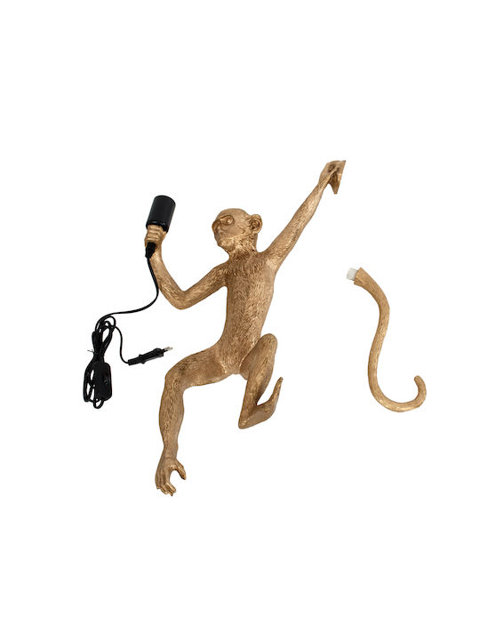 GloboStar Apes Modern Wall Lamp With Plug E27 Lamp Bulb Base Gold 34x61x61cm