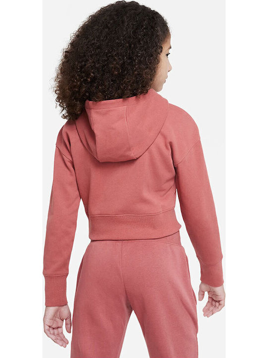 Παιδικό Φούτερ Cropped με Κουκούλα Μπορντό SPORTSWEAR CLUB