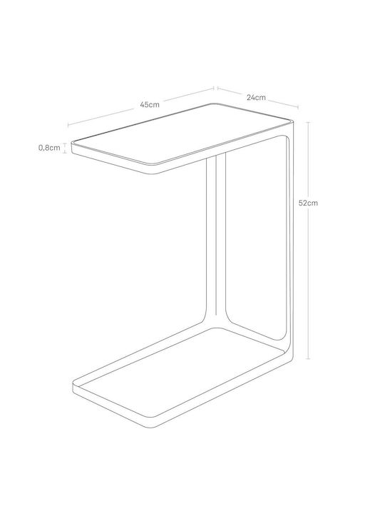 Rectangular Side Table Frame C-Shaped Wooden Black L24xW45xH52cm.