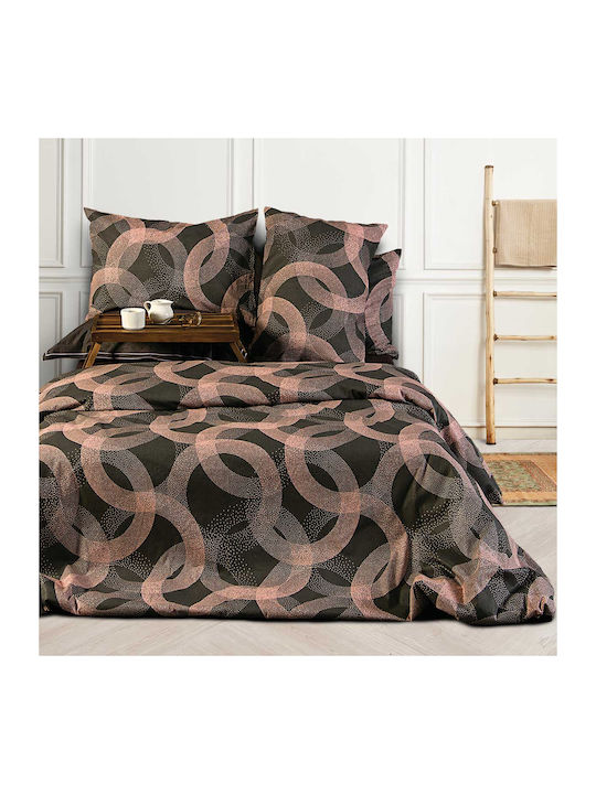 SB Home Bettwäsche-Set Überdoppel 230x260cm. Rings Braun 4Stück