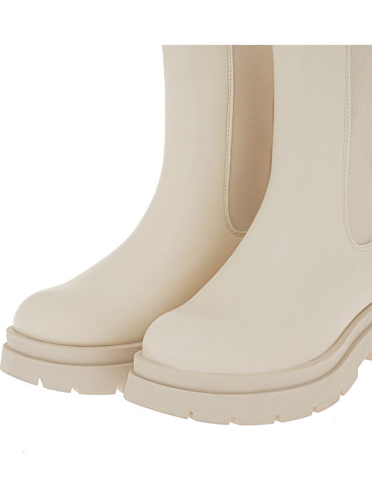 Γυναικεία Chelsea Μποτάκια με Μεσαίο Τακούνι Off White