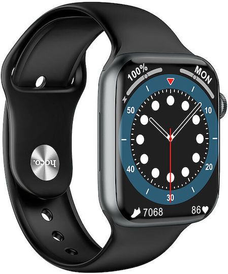 Hoco Y1 Pro Stainless Steel Αδιάβροχο Smartwatch με Παλμογράφο (Μαύρο)