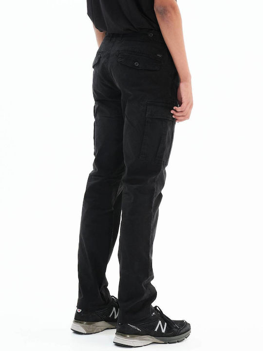 Trousers Cargo Elastic in Loose Fit Blue Black