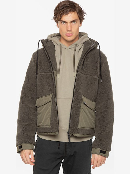 D3 code XPD Borg Hybrid Winter Jacket Softshell Waterproof and Windproof Washed Khaki