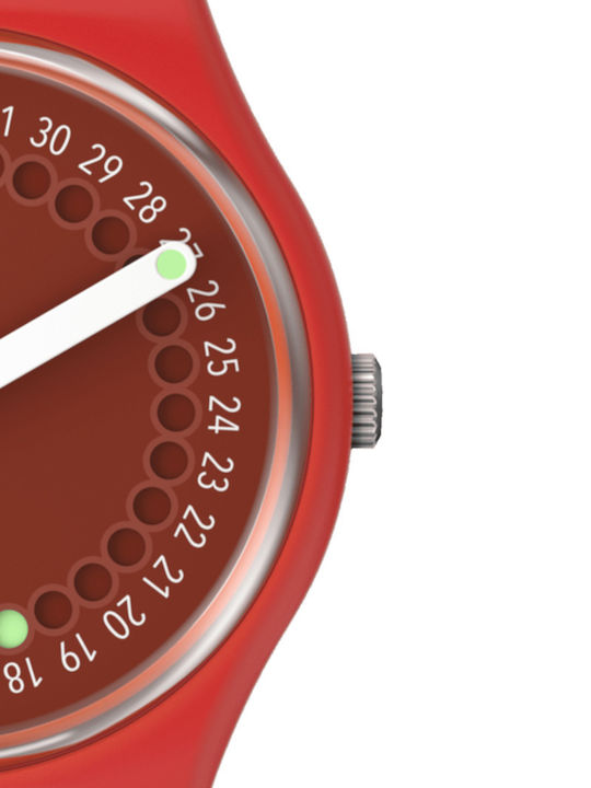 Swatch Wela Γυναικείο Ρολόι 34mm Μπαταρίας με Κόκκινο Καουτσούκ Λουράκι