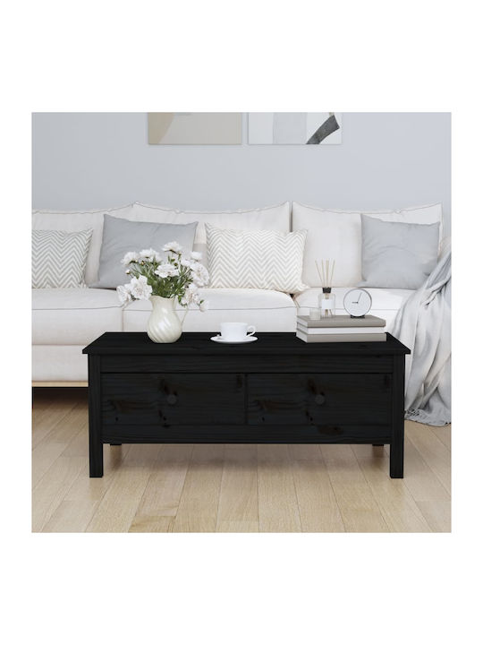 Rectangular Solid Wood Coffee Table Black L100xW50xH40cm