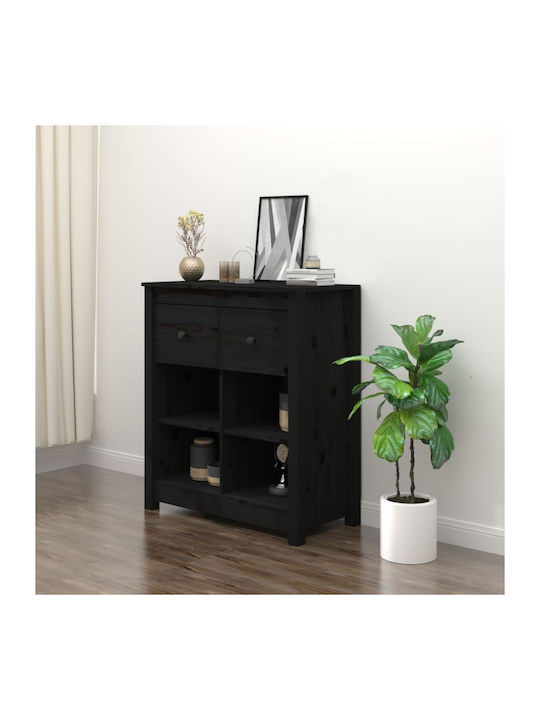 Sideboard made of Solid Wood with Drawers Black 70x35x80cm