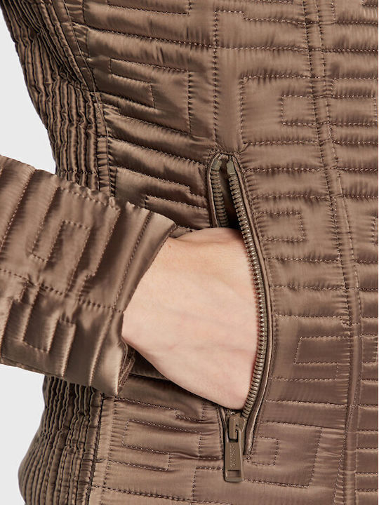 Women's Short Lifestyle Jacket for Winter Khaki