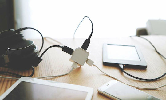 Allocacoc Зарядно без кабел с 4 USB-A порта Бял (PowerCube)