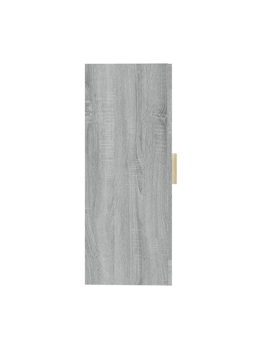 Wall Living Room Display Cabinet made of Particleboard with Glass Gray 69.5x34x90cm