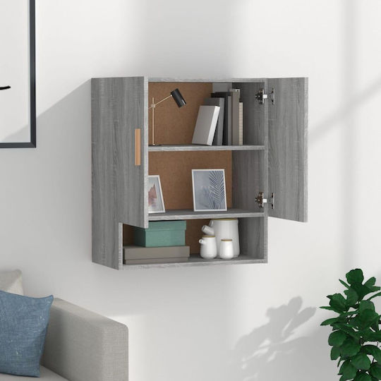 Hängeschrank für Wohnzimmer aus Spanplatte in Sonoma Grau 60x31x70 cm
