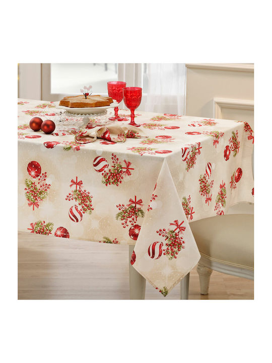 Christmas tablecloth Balls ecru 60% cotton / 40% polyester 135x240 cm