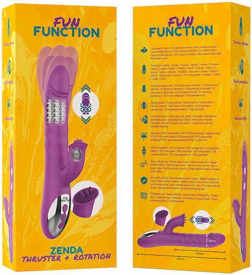 Dream Love Fun Function Zenda Thruster & Rotation Δονητής Rabbit 24.5cm Purple
