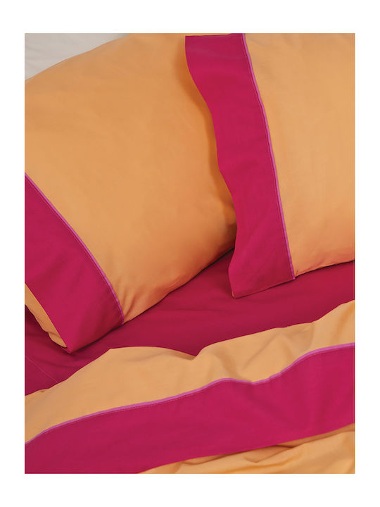 Palamaiki Colour Blocking Elektrische Gitarren Tagesdecke Übergröße Baumwolle Apricot-Fuschia 220x240cm 3Stück