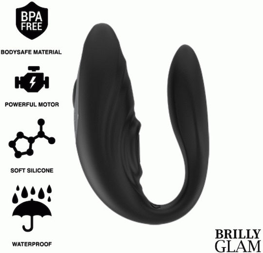 Brilly Glam Δονητής για Ζευγάρια με Απομακρυσμένο Έλεγχο Pulsing Effect Clip Couple Vibrator Black