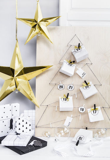 PartyDeco Weihnachtlicher Dekorativer Anhänger Stern Papier Gold 1Stück