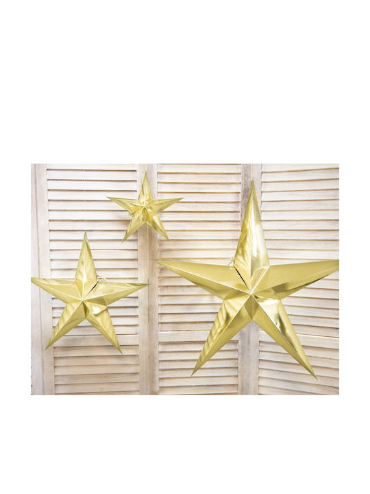 PartyDeco Weihnachtlicher Dekorativer Anhänger Stern Papier Gold 45cm 1Stück