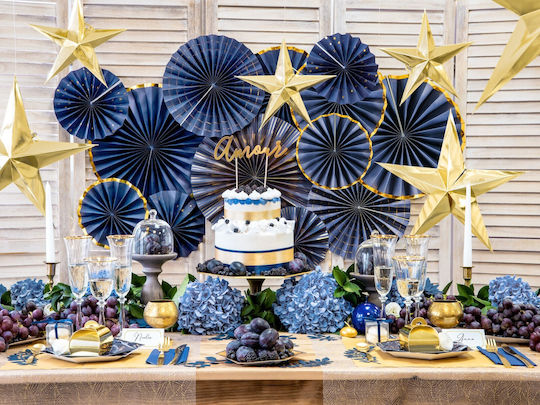 PartyDeco Crăciunesc Decorativ Suspendata Stea Hârtie Auriu 45buc 1buc