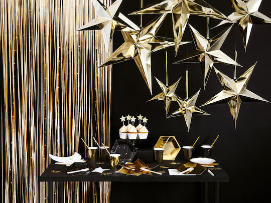 PartyDeco Crăciunesc Decorativ Suspendata Stea Hârtie Auriu 45buc 1buc
