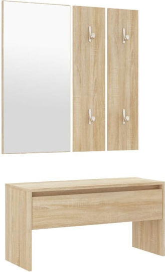Eingangsmöbel mit Spiegel / Garderobe / Schuhschrank & Bank Sonoma Oak 80x30.5x40cm