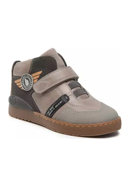 Anatomical Leather Kids Boots with Velcro Gray