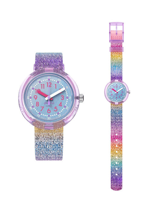 FlikFlak Kinder-Analoguhr Shine in Rainbow mit Stoffarmband Mehrfarbig