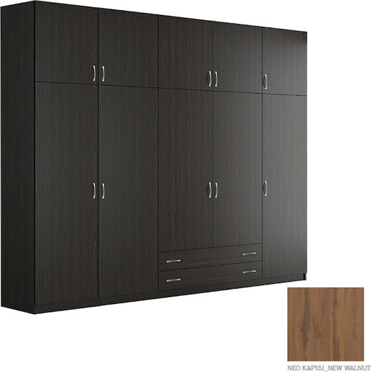Πεντάφυλλη Ντουλάπα με Πατάρι 252x60x233cm Καρυδί