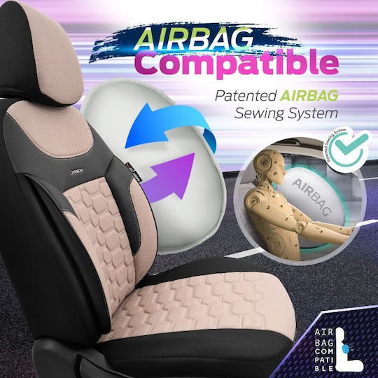 Leatherette Covers Set 11pcs Carbon Design Beige