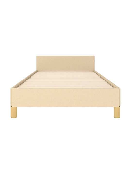 vidaXL Single Upholstered Fabric Bed Crème for Mattress 90x190cm