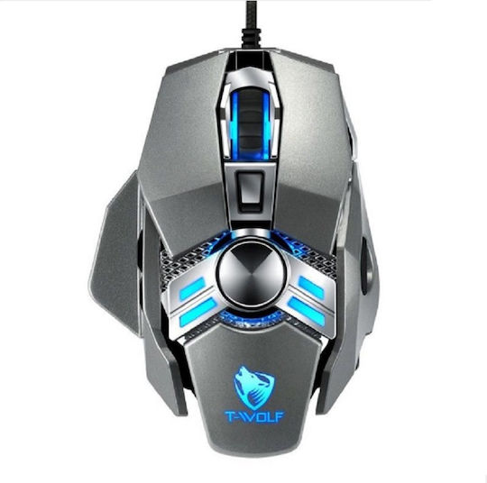 Thunder Wolf V10 Luminous Aggravated RGB Gaming Mouse 6400 DPI Silver