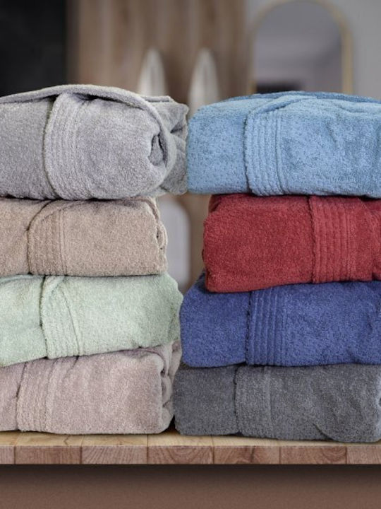 Lino Home Erasia Bathrobe with Hood D. Blue 600gr/m²