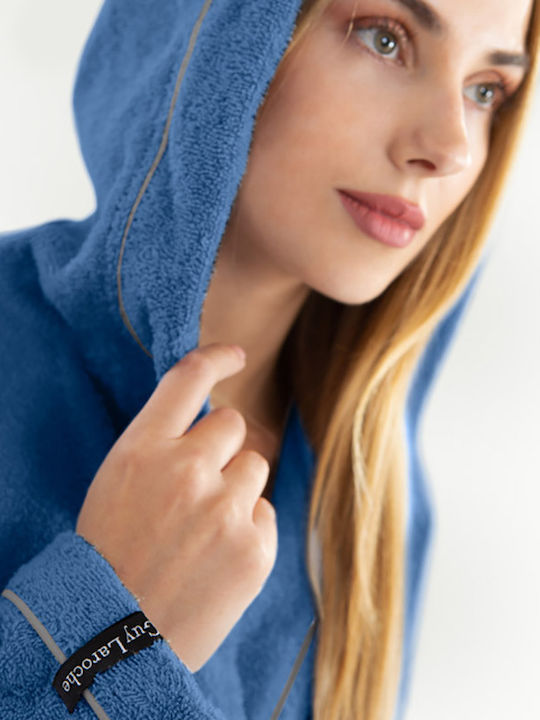 Guy Laroche Casual Bathrobe with Hood Blue 400gr/m²
