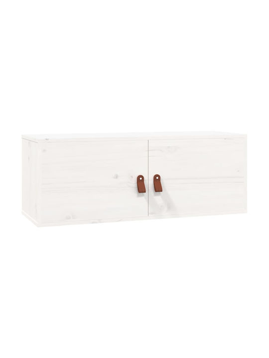 Hanging Living Room Cabinet Made of Solid White Wood 80x30x30cm