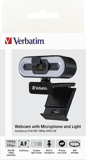 Verbatim AWC-02 Web Camera 2K with Autofocus and Privacy Cap 49579