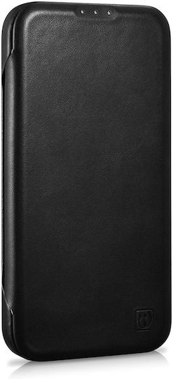 iCarer CE Oil Wax Premium Leather Folio Book Δερμάτινο Μαύρο (iPhone 14)