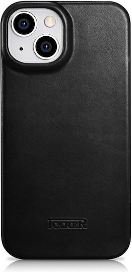 iCarer CE Oil Wax Premium Leather Folio Book Δερμάτινο Μαύρο (iPhone 14)